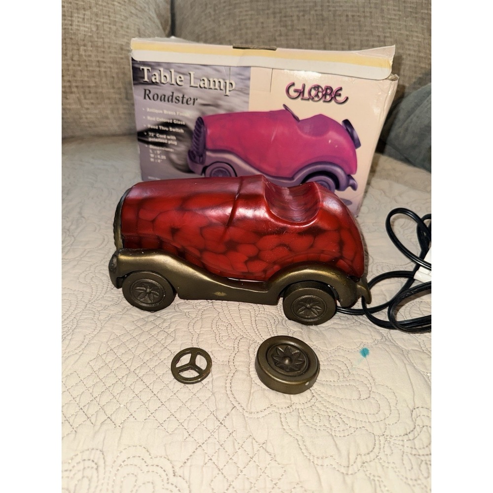Vintage Globe Electric Company Inc Red Roadster Car Table Lamp Brass Base